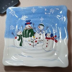 Snowy Snowman Family Holiday Plate